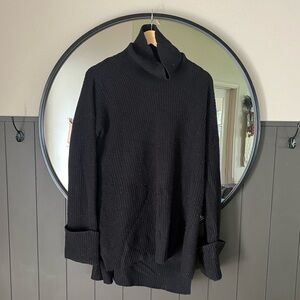 Black Cashmere Chunky Cowl Neck Sweater Size XL